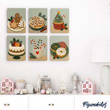 Laden Sie das Bild in den Galerie-Viewer, Mini Malen nach Zahlen 15x20 cm (6 Stück) - Weihnachtssüßigkeiten