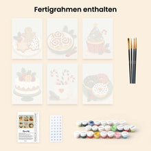 Laden Sie das Bild in den Galerie-Viewer, Mini Malen nach Zahlen 15x20 cm (6 Stück) - Weihnachtssüßigkeiten