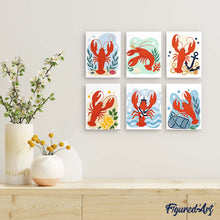 Laden Sie das Bild in den Galerie-Viewer, Mini Serie Malen nach Zahlen 15x20 cm (6 Stück) - Küstenhummer-Kollektion