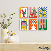 Laden Sie das Bild in den Galerie-Viewer, Mini Serie Malen nach Zahlen 15x20 cm (6 Stück) - Pop-Art-Speisekammer