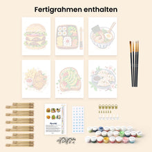 Laden Sie das Bild in den Galerie-Viewer, Mini Serie Malen nach Zahlen 15x20 cm (6 Stück) - Leckeres Essen-Set