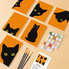Laden Sie das Bild in den Galerie-Viewer, Mini Serie Malen nach Zahlen 15x20 cm (6 Stück) - Schwarze Katze Guck-Guck