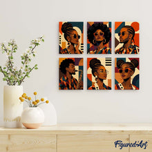 Laden Sie das Bild in den Galerie-Viewer, Mini Serie Malen nach Zahlen 15x20 cm (6 Stück) - Afro Pop-Art-Porträts