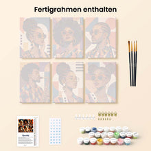 Laden Sie das Bild in den Galerie-Viewer, Mini Serie Malen nach Zahlen 15x20 cm (6 Stück) - Afro Pop-Art-Porträts