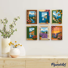 Laden Sie das Bild in den Galerie-Viewer, Mini Serie Malen nach Zahlen 15x20 cm (6 Stück) - Fensterblicke