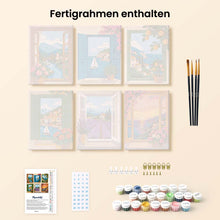 Laden Sie das Bild in den Galerie-Viewer, Mini Serie Malen nach Zahlen 15x20 cm (6 Stück) - Fensterblicke