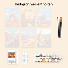 Laden Sie das Bild in den Galerie-Viewer, Mini Serie Malen nach Zahlen 15x20 cm (6 Stück) - Nationalparks - Südwestliche Wüste