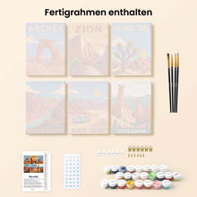 Laden Sie das Bild in den Galerie-Viewer, Mini Serie Malen nach Zahlen 15x20 cm (6 Stück) - Nationalparks - Südwestliche Wüste
