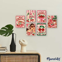 Laden Sie das Bild in den Galerie-Viewer, Mini Serie Malen nach Zahlen 15x20 cm (6 Stück) - Kirschen-Lebensfreude