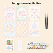 Laden Sie das Bild in den Galerie-Viewer, Mini Serie Malen nach Zahlen 15x20 cm (6 Stück) - Retro-Küche und Café