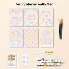 Laden Sie das Bild in den Galerie-Viewer, Mini Serie Malen nach Zahlen 15x20 cm (6 Stück) - Retro-Küche und Café
