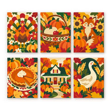 Laden Sie das Bild in den Galerie-Viewer, Mini Serie Malen nach Zahlen 15x20 cm (6 Stück) - Thanksgiving Volkskunst Figured'Art