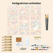 Laden Sie das Bild in den Galerie-Viewer, Mini Serie Malen nach Zahlen 15x20 cm (6 Stück) - Thanksgiving Volkskunst