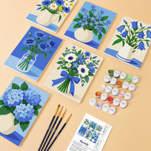 Laden Sie das Bild in den Galerie-Viewer, Mini Serie Malen nach Zahlen 15x20 cm (6 Stück) - Blaue Wildblumen
