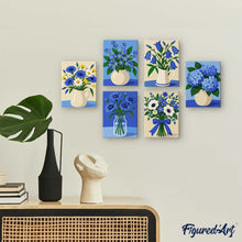 Laden Sie das Bild in den Galerie-Viewer, Mini Serie Malen nach Zahlen 15x20 cm (6 Stück) - Blaue Wildblumen