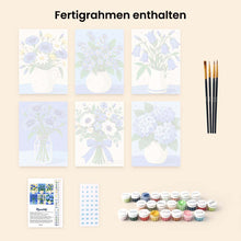 Laden Sie das Bild in den Galerie-Viewer, Mini Serie Malen nach Zahlen 15x20 cm (6 Stück) - Blaue Wildblumen