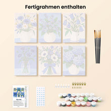 Laden Sie das Bild in den Galerie-Viewer, Mini Serie Malen nach Zahlen 15x20 cm (6 Stück) - Blaue Wildblumen