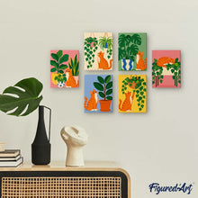 Laden Sie das Bild in den Galerie-Viewer, Mini Serie Malen nach Zahlen 15x20 cm (6 Stück) - Katzen und Zimmerpflanzen