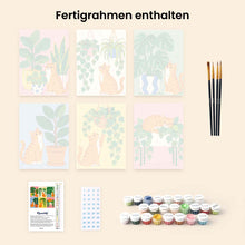 Laden Sie das Bild in den Galerie-Viewer, Mini Serie Malen nach Zahlen 15x20 cm (6 Stück) - Katzen und Zimmerpflanzen