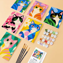 Laden Sie das Bild in den Galerie-Viewer, Mini Serie Malen nach Zahlen 15x20 cm (6 Stück) - Bunte Katzen