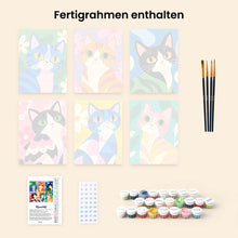 Laden Sie das Bild in den Galerie-Viewer, Mini Serie Malen nach Zahlen 15x20 cm (6 Stück) - Bunte Katzen