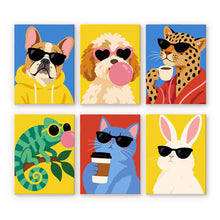 Laden Sie das Bild in den Galerie-Viewer, Mini Serie Malen nach Zahlen 15x20 cm (6 Stück) - Coole Tiere Figured'Art