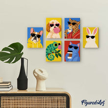 Laden Sie das Bild in den Galerie-Viewer, Mini Serie Malen nach Zahlen 15x20 cm (6 Stück) - Coole Tiere