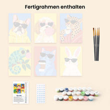 Laden Sie das Bild in den Galerie-Viewer, Mini Serie Malen nach Zahlen 15x20 cm (6 Stück) - Coole Tiere