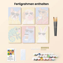 Laden Sie das Bild in den Galerie-Viewer, Mini Serie Malen nach Zahlen 15x20 cm (6 Stück) - Coole Tiere