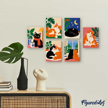 Laden Sie das Bild in den Galerie-Viewer, Mini Serie Malen nach Zahlen 15x20 cm (6 Stück) - Gemütliche Katzenmomente