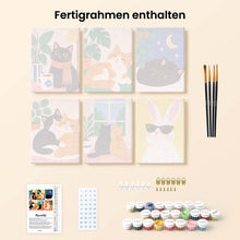 Laden Sie das Bild in den Galerie-Viewer, Mini Serie Malen nach Zahlen 15x20 cm (6 Stück) - Gemütliche Katzenmomente