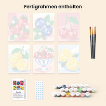 Laden Sie das Bild in den Galerie-Viewer, Mini Serie Malen nach Zahlen 15x20 cm (6 Stück) - Disco-Früchte