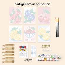 Laden Sie das Bild in den Galerie-Viewer, Mini Serie Malen nach Zahlen 15x20 cm (6 Stück) - Disco-Früchte