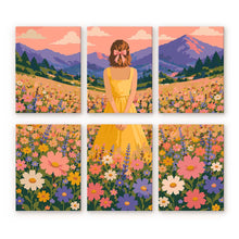 Laden Sie das Bild in den Galerie-Viewer, Mini Serie Malen nach Zahlen 15x20 cm (6 Stück) - Verträumte Wildblumenwiese Figured'Art