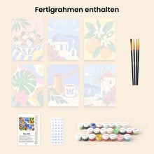 Laden Sie das Bild in den Galerie-Viewer, Mini Serie Malen nach Zahlen 15x20 cm (6 Stück) - Griechischer Sommer