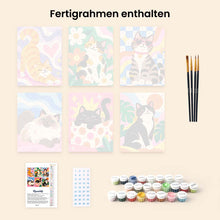 Laden Sie das Bild in den Galerie-Viewer, Mini Serie Malen nach Zahlen 15x20 cm (6 Stück) - Groovy Katzen