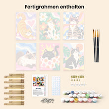 Laden Sie das Bild in den Galerie-Viewer, Mini Serie Malen nach Zahlen 15x20 cm (6 Stück) - Groovy Katzen
