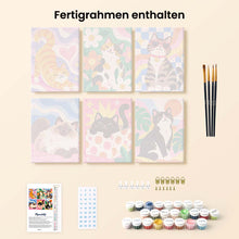 Laden Sie das Bild in den Galerie-Viewer, Mini Serie Malen nach Zahlen 15x20 cm (6 Stück) - Groovy Katzen