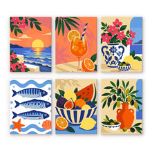 Laden Sie das Bild in den Galerie-Viewer, Mini Serie Malen nach Zahlen 15x20 cm (6 Stück) - Mediterraner Sommer Figured'Art