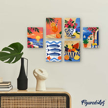 Laden Sie das Bild in den Galerie-Viewer, Mini Serie Malen nach Zahlen 15x20 cm (6 Stück) - Mediterraner Sommer
