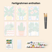 Laden Sie das Bild in den Galerie-Viewer, Mini Serie Malen nach Zahlen 15x20 cm (6 Stück) - Topfpflanzen