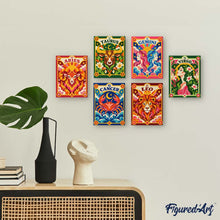 Laden Sie das Bild in den Galerie-Viewer, Mini Serie Malen nach Zahlen 15x20 cm (6 Stück) - Retro-Tierkreis 1