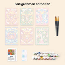 Laden Sie das Bild in den Galerie-Viewer, Mini Serie Malen nach Zahlen 15x20 cm (6 Stück) - Retro-Tierkreis 1