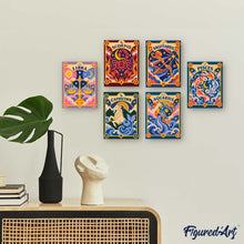 Laden Sie das Bild in den Galerie-Viewer, Mini Serie Malen nach Zahlen 15x20 cm (6 Stück) - Retro-Tierkreis 2
