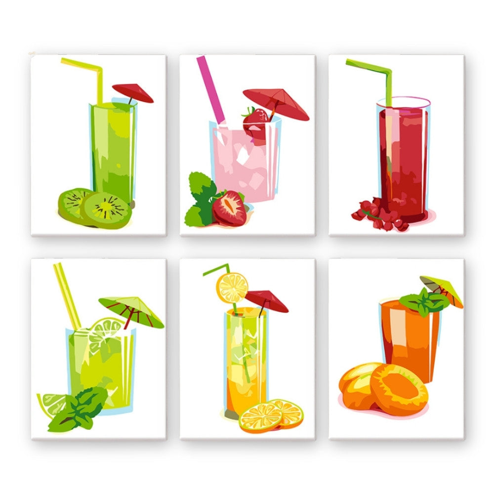 Malen nach Zahlen – 6-Leinwand-Set | Frische Fruchtsäfte Figured'Art