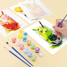 Laden Sie das Bild in den Galerie-Viewer, Mini Malen nach Zahlen 15x20cm (6 Stück) - Fruchtige Getränke im Einmachglas