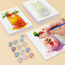 Laden Sie das Bild in den Galerie-Viewer, Mini Malen nach Zahlen 15x20cm (6 Stück) - Fruchtige Getränke im Einmachglas