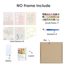 Laden Sie das Bild in den Galerie-Viewer, Malen nach Zahlen – 6-Leinwand-Set | Abstrakte Blumenvasen