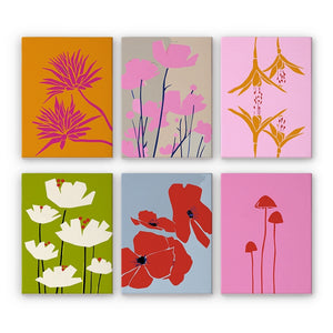 Malen nach Zahlen – 6-Leinwand-Set | Moderne Blumenmotive Figured'Art