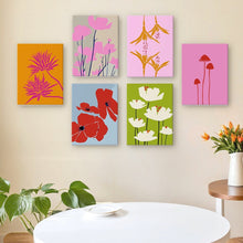Laden Sie das Bild in den Galerie-Viewer, Malen nach Zahlen – 6-Leinwand-Set | Moderne Blumenmotive